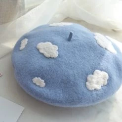 Juwas Clouds Fuzzy Beret Hat NEW ARRIVAL
