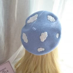 Juwas Clouds Fuzzy Beret Hat NEW ARRIVAL