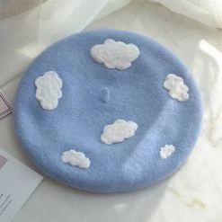 Juwas Clouds Fuzzy Beret Hat NEW ARRIVAL