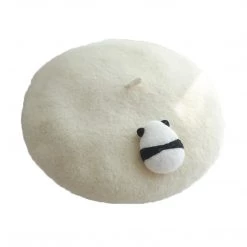 Juwas NEW ARRIVAL Panda Back White Beret Hat