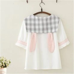 Juwas NEW ARRIVAL Rabbit Sailor Collar Ribbon Ruffles Blouse