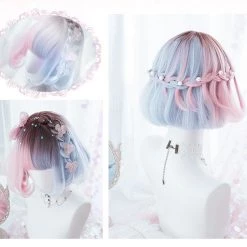 Juwas.com Online Store NEW ARRIVAL Lolita Blue Pink Gradient Short Wig 9 Juwas.com Online Store NEW ARRIVAL Lolita Blue Pink Gradient Short Wig
