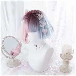 Juwas Harajuku Pink And Blue Ombre Waterfall Braided Wig