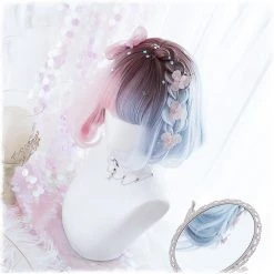 Juwas Harajuku Pink And Blue Ombre Waterfall Braided Wig