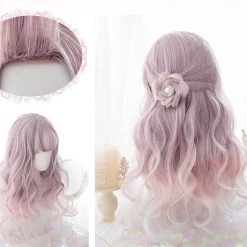 Juwas.com Online Store Curly Lolita Pink Purple Color Cosplay Wig