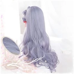 Juwas Harajuku Ash Grey Air Bangs Long Wavy Wig