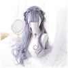Juwas Harajuku Ash Grey Air Bangs Long Wavy Wig