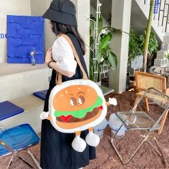 Juwas Cartoon Hamburger Shoulder Bags