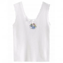 Juwas NEW ARRIVAL Angle Princess Embroidery Cotton Tops