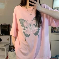 Juwas Butterfly Print Round Collar T-shirt NEW ARRIVAL