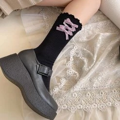 Juwas Velvet Bowknots Cotton Lolita Stockings NEW ARRIVAL