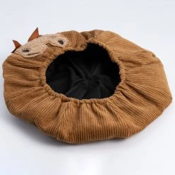 Juwas Bear Embroidery Corduroy Beret