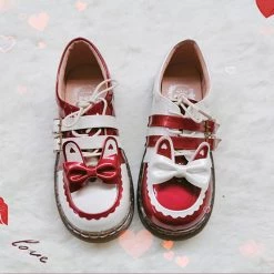 Juwas Japanese Lolita Bunny Bow-Knot Shoes