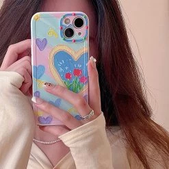 Juwas Rainbow Love Heart Tulip IPhone Case NEW ARRIVAL
