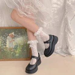 Juwas Princess Double Layers Lace Tulle Bowknot Lolita Stockings CLOTHING