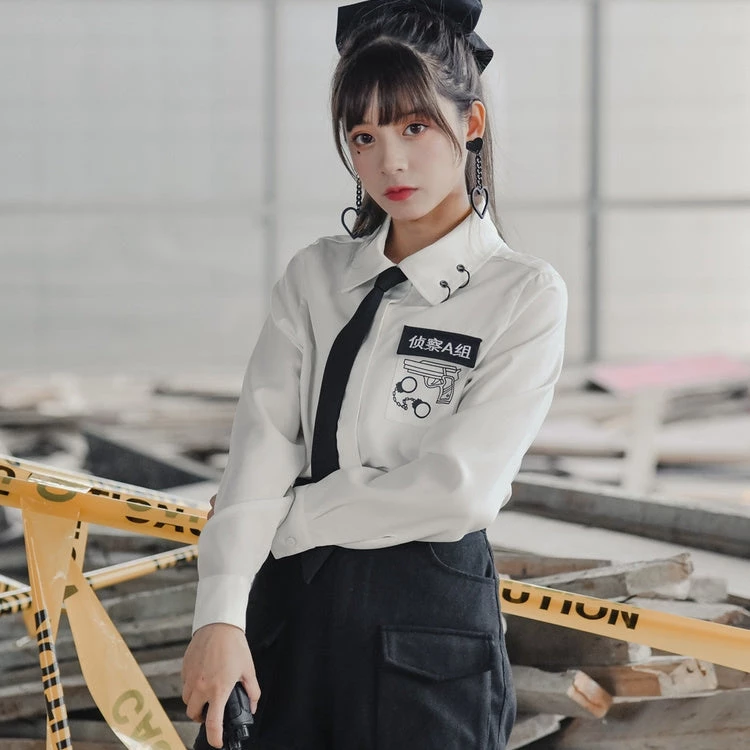 -Juwas Cool Detective Girl Themed Formal Shirt NEW ARRIVAL 3 -Juwas Cool Detective Girl Themed Formal Shirt NEW ARRIVAL