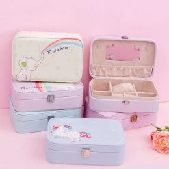 Juwas Kawaii Rainbow Unicorn And Elephant Jewelry Box