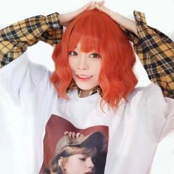 Juwas NEW ARRIVAL Red Flame Wavy Bob Cut Cosplay Wig