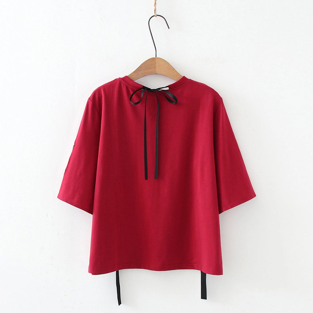 Juwas Japanese Style Red And Black Lucky Cat Top Short 7 Juwas Japanese Style Red And Black Lucky Cat Top Short