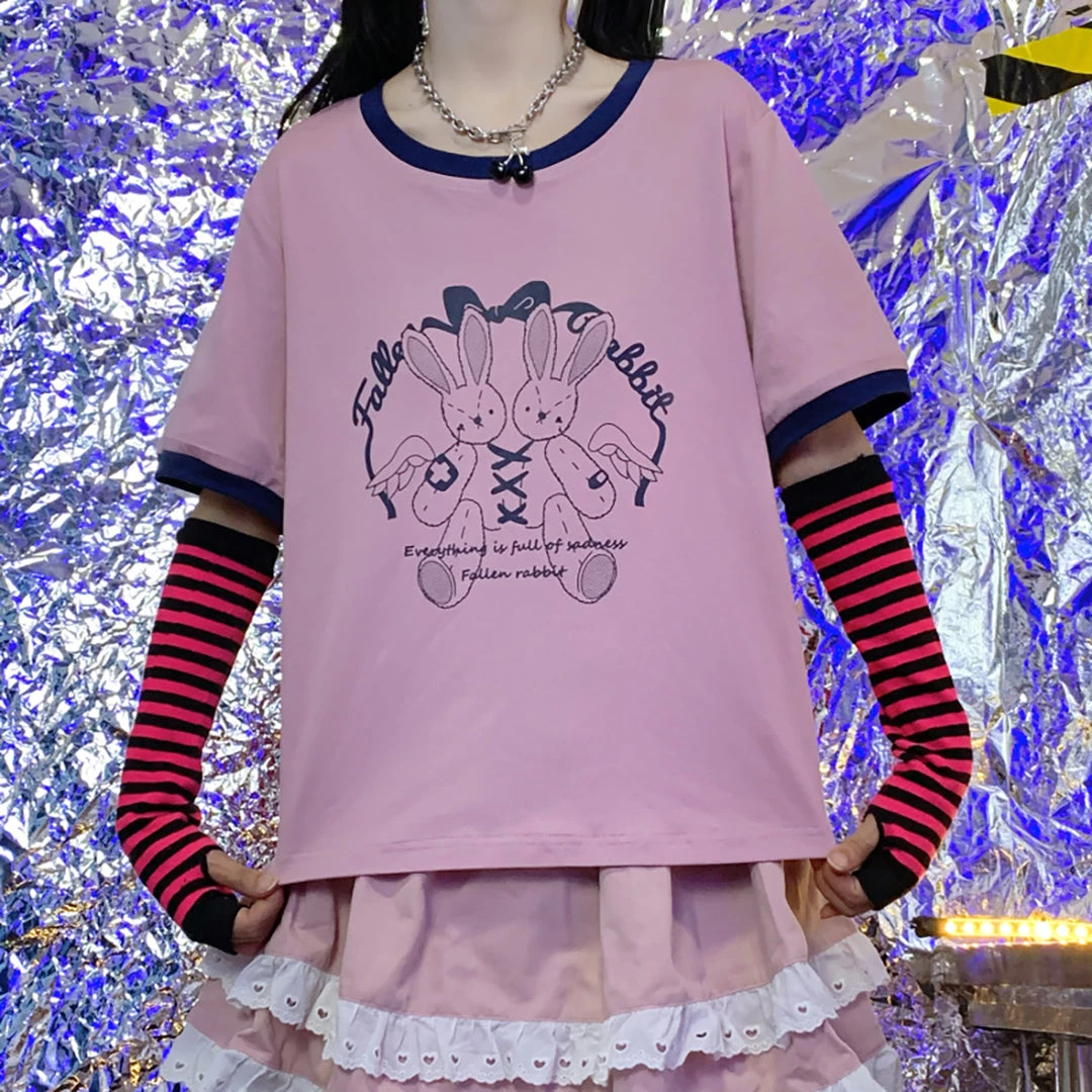 Juwas Cute Double Bunny Stitch Loose T-Shirt NEW ARRIVAL 7 Juwas Cute Double Bunny Stitch Loose T-Shirt NEW ARRIVAL