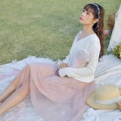 Juwas NEW ARRIVAL Kawaii Summer Lace Flared A-Line Skirt