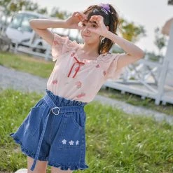 Juwas Heart Buckled Denim Shorts NEW ARRIVAL