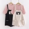 Juwas CLOTHING Rabbit Carrot Embroidery Overall Shorts Sets