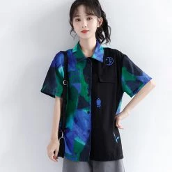 Juwas Vintage Print Pocket Short Sleeve Shirt NEW ARRIVAL