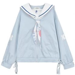 -Juwas Pastel Blue Girl Sailor Collar Coat