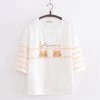 Juwas Cat Print Oversize Loose T-Shirt CLOTHING