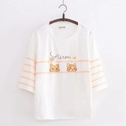 Juwas Cat Print Oversize Loose T-Shirt CLOTHING