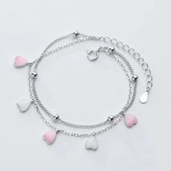 Juwas NEW ARRIVAL Lovely Hearts Silver Wrap Bracelet