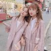 Juwas NEW ARRIVAL Kawaii College Pink Plaid Coat Blazer