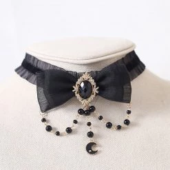 Juwas Victorian Vintage Pearl Ribbon Lace Choker NEW ARRIVAL