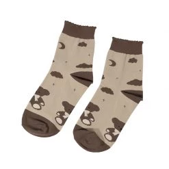 Juwas Brown Bear Two-Tone Ankle High Socks