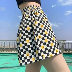 Juwas Smile Plaid High Waist Shorts 11 Juwas Smile Plaid High Waist Shorts