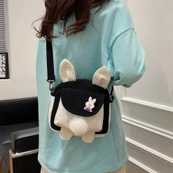 Juwas NEW ARRIVAL Cartoon Rabbit Ears Canvas Crossbody Bag