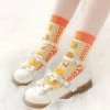 Juwas CLOTHING Orange Biscuits Print High Ankle Socks