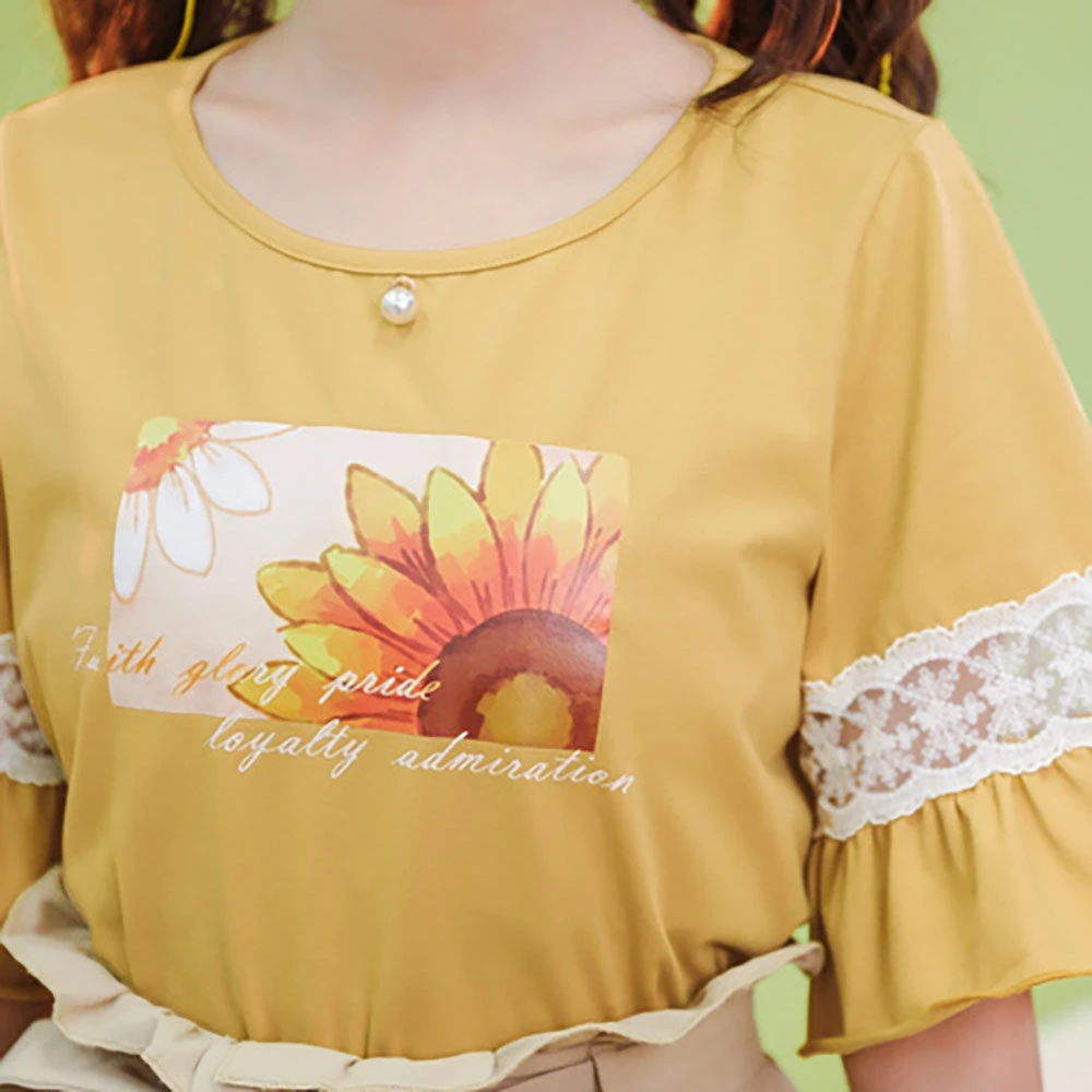Juwas Sunflower Ruffled T-Shirt And Khaki Skirt NEW ARRIVAL 7 Juwas Sunflower Ruffled T-Shirt And Khaki Skirt NEW ARRIVAL