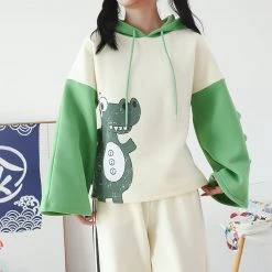 Juwas Kawaii Cartoon Dinosaur Hoodie