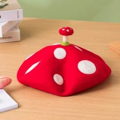 Juwas Kawaii Mushroom Handmade Beret