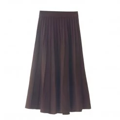 Juwas Japanese Casual Plaid Pleated Flowy Midi Skirt