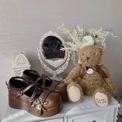 Juwas Lolita Criss And Cross Platform Round Toe Shoes