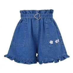 Juwas Heart Buckled Denim Shorts NEW ARRIVAL