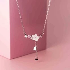 Juwas NEW ARRIVAL Sweet Sakura Silver Necklace