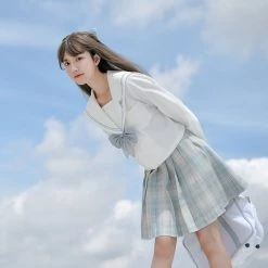 Juwas NEW ARRIVAL JK School Girl Navy Collar Top