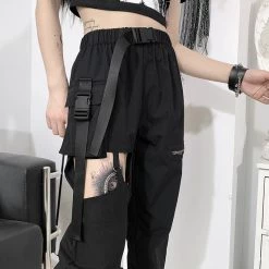 Juwas Gothic Hollow Out Elastic Waist Pant
