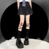 Juwas Chic Goth Cross Strap Knee Socks CLOTHING