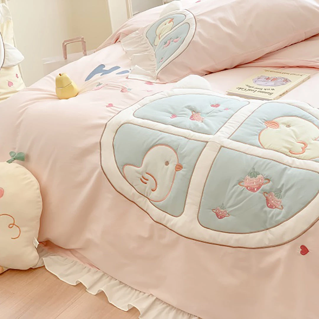 Juwas Cute Duckling Embroider Cotton Bedding Set 10 Juwas Cute Duckling Embroider Cotton Bedding Set