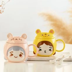 Juwas Cute Girl Ceramic Mug With Lid NEW ARRIVAL